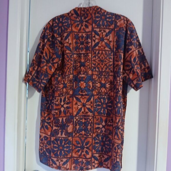 Volcom Men's Short Sleeve Button Up Orange Blue SZ M EUC - Picture 7 of 8
